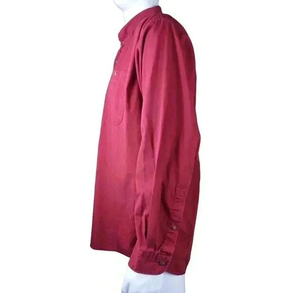 Redhead Large Mens Red 100% Cotton Utility Workwear Oxford Button Up Long Sleeve - Picture 6 of 10